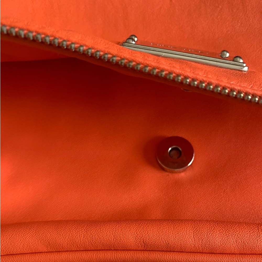 Nine West Crossbody Purse Leopard Print Lining Bright Orange Coral - Picture 15 of 15